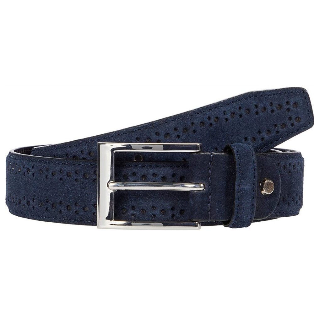 Florsheim Men's Lucky Brouge Suede Belt Navy - Various sizes